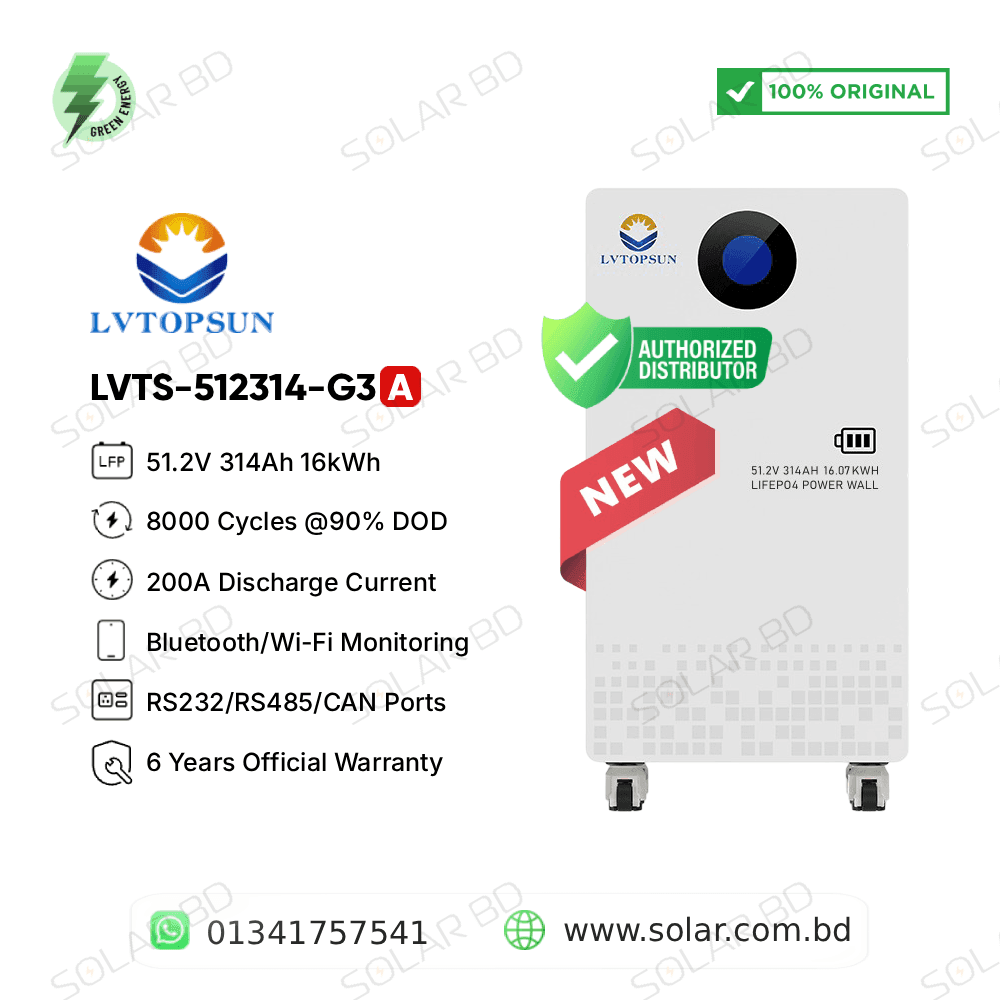 LVTOPSUN LVTS-512314-G3A 51.2V 314Ah 16kWh LiFePO4 Battery
