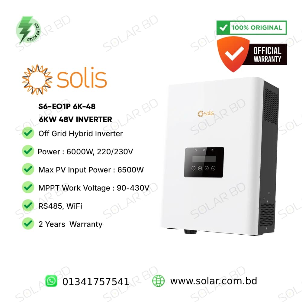 Solis S6-EO1P 6K-48 6kW Single Phase Off Grid Hybrid Inverter